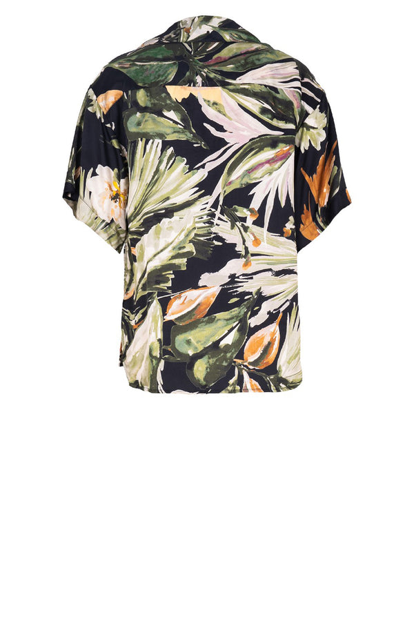 Leah Shirt Silk Twill (Mozambique Flower Dark)