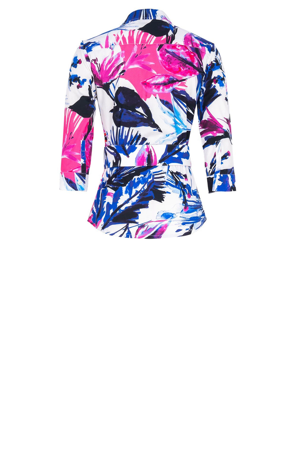 Katharine Shirt 3/4 Sleeve Cotton Stretch (Mozambique Flower White)