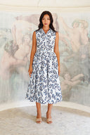 Terry Dress Shirt Collar Sleeveless Midi Length Poliamide Taffta (Multi Chain BIg Pastel)