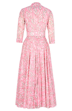 Aster Dress Shirt Collar 3/4 Sleeve Midi Plus Length Cotton Musola (Multi Chain Pastel)