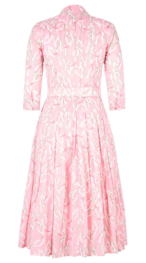 Audrey Dress #4 Shirt Collar 3/4 Sleeve Midi Length Cotton Musola (Multi Chain BIg Pastel)