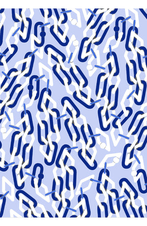 Audrey Dress #4 Shirt Collar 3/4 Sleeve Midi Length Cotton Musola (Multi Chain Pastel)