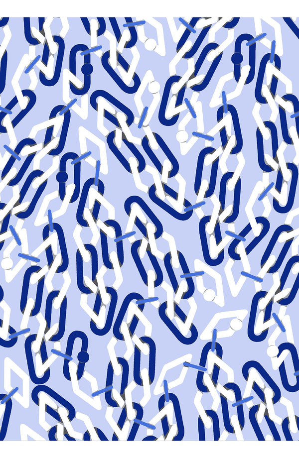 Audrey Dress #4 Shirt Collar 3/4 Sleeve Midi Length Cotton Musola (Multi Chain Pastel)