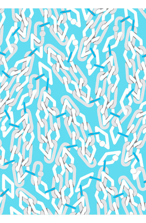 Audrey Dress #4 Shirt Collar 3/4 Sleeve Midi Length Cotton Musola (Multi Chain Pastel)