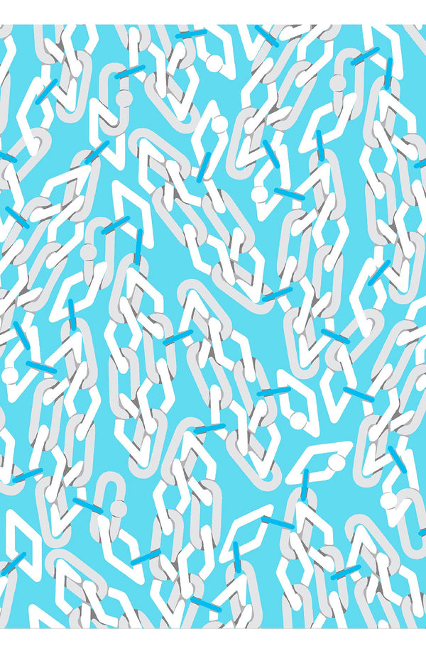 Audrey Dress #4 Shirt Collar 3/4 Sleeve Midi Length Cotton Musola (Multi Chain Pastel)