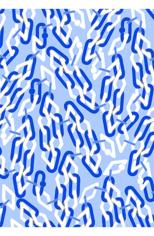 Audrey Dress #4 Shirt Collar 3/4 Sleeve Midi Length Cotton Musola (Multi Chain Pastel)