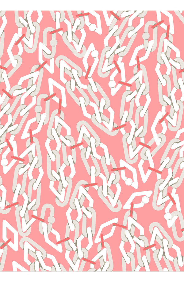 Audrey Dress #4 Shirt Collar 3/4 Sleeve Midi Length Cotton Musola (Multi Chain Pastel)