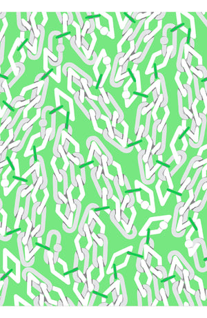 Audrey Dress #4 Shirt Collar 3/4 Sleeve Midi Length Cotton Musola (Multi Chain Pastel)