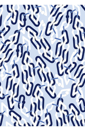 Audrey Dress #4 Shirt Collar 3/4 Sleeve Midi Length Cotton Musola (Multi Chain Pastel)