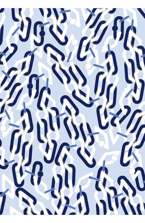 Audrey Dress #4 Shirt Collar 3/4 Sleeve Midi Length Cotton Musola (Multi Chain Pastel)