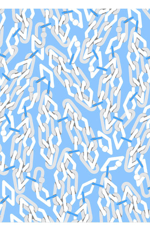 Audrey Dress #4 Shirt Collar 3/4 Sleeve Midi Length Cotton Musola (Multi Chain Pastel)