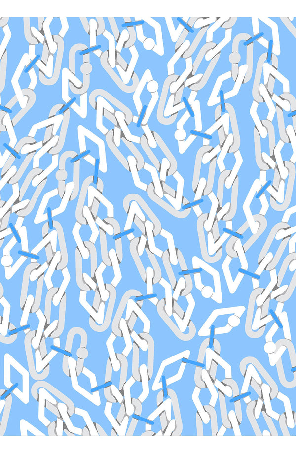 Audrey Dress #4 Shirt Collar 3/4 Sleeve Midi Length Cotton Musola (Multi Chain Pastel)