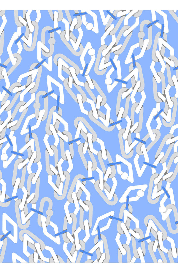 Audrey Dress #4 Shirt Collar 3/4 Sleeve Midi Length Cotton Musola (Multi Chain Pastel)