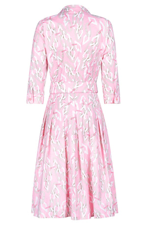 Audrey Dress #3 Shirt Collar 3/4 Sleeve Regular Length Cotton Stretch (Multi Chain Pastel)