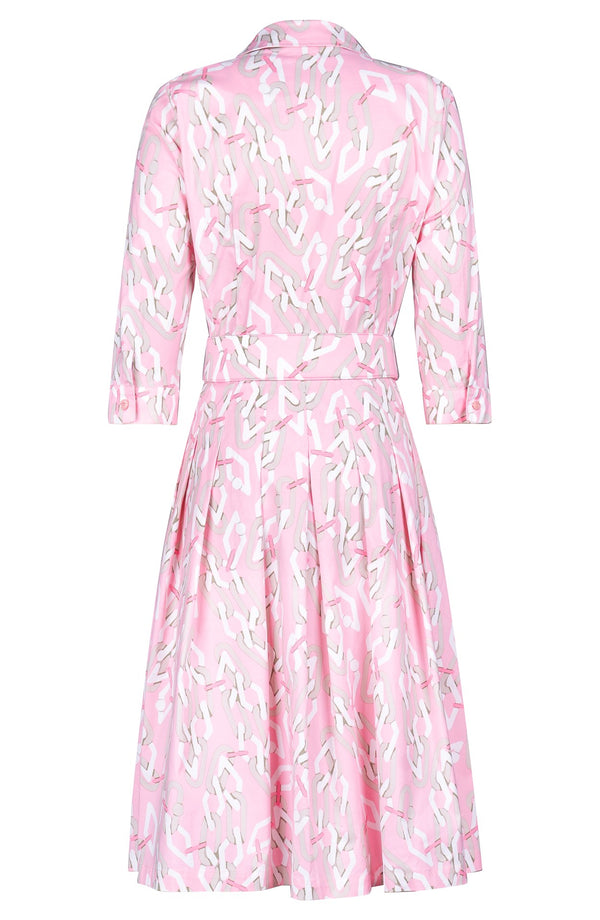 Audrey Dress #3 Shirt Collar 3/4 Sleeve Regular Length Cotton Stretch (Multi Chain Pastel)