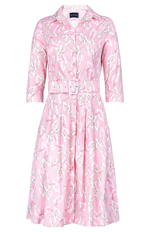 Audrey Dress #3 Shirt Collar 3/4 Sleeve Regular Length Cotton Stretch (Multi Chain Pastel)