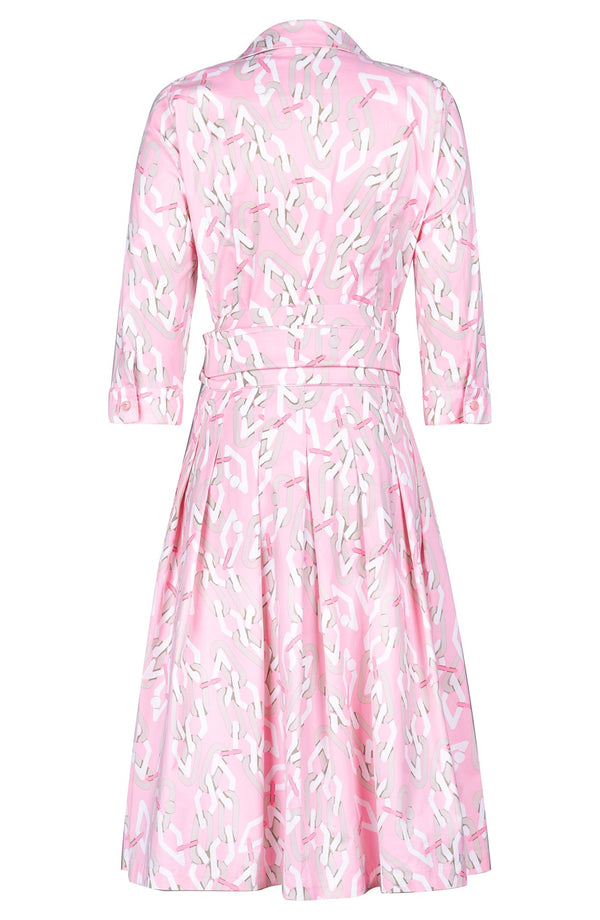 Audrey Dress #3 Shirt Collar 3/4 Sleeve Regular Length Cotton Stretch (Multi Chain Pastel)