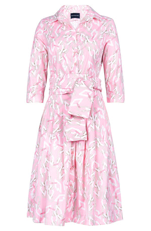 Audrey Dress #3 Shirt Collar 3/4 Sleeve Regular Length Cotton Stretch (Multi Chain Pastel)