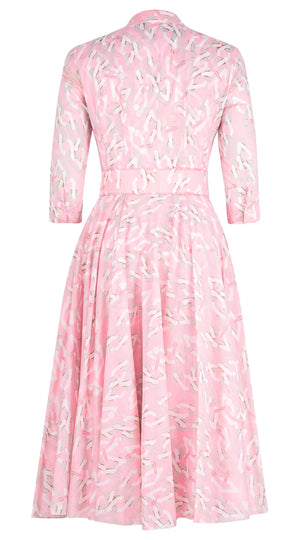 Aster Dress Shirt Collar 3/4 Sleeve Midi Length Cotton Musola (Multi Chain BIg Pastel)