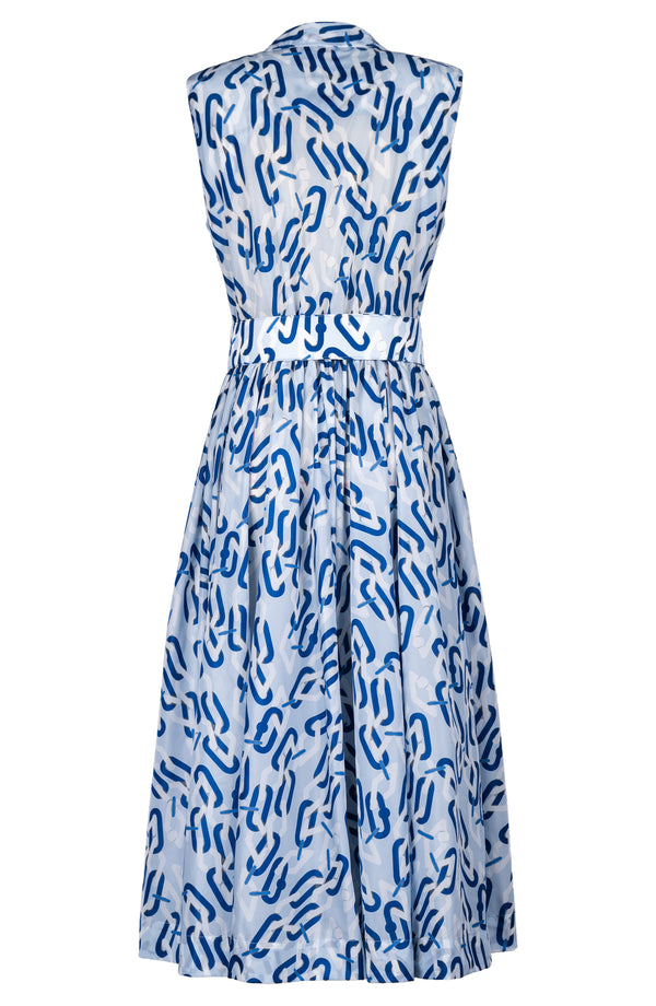 Terry Dress Shirt Collar Sleeveless Midi Length Poliamide Taffta (Multi Chain Pastel)