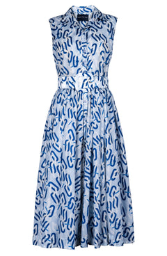 Terry Dress Shirt Collar Sleeveless Midi Length Poliamide Taffta (Multi Chain Pastel)