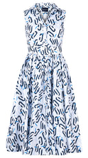 Terry Dress Shirt Collar Sleeveless Midi Length Silk Taffta (Multi Chain BIg Pastel)