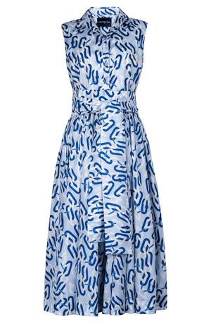 Terry Dress Shirt Collar Sleeveless Midi Length Poliamide Taffta (Multi Chain Pastel)