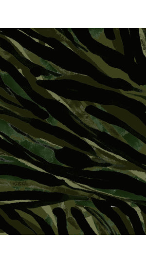 Audrey Dress #3 Shirt Collar 3/4 Sleeve Midi Plus Length Silk Velvet (Multi Zebra Dark)