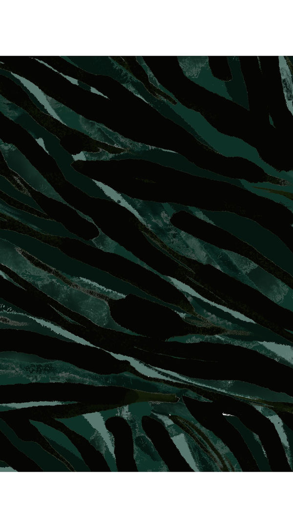 Audrey Dress #3 Shirt Collar 3/4 Sleeve Midi Plus Length Silk Velvet (Multi Zebra Dark)