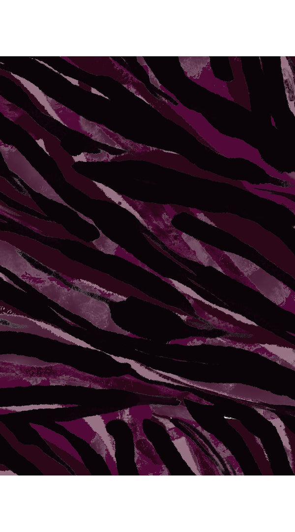 Audrey Dress #3 Shirt Collar 3/4 Sleeve Midi Plus Length Silk Velvet (Multi Zebra Dark)