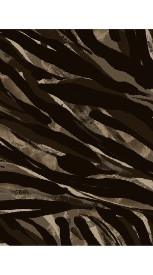 Audrey Dress #3 Shirt Collar 3/4 Sleeve Midi Plus Length Silk Velvet (Multi Zebra Dark)