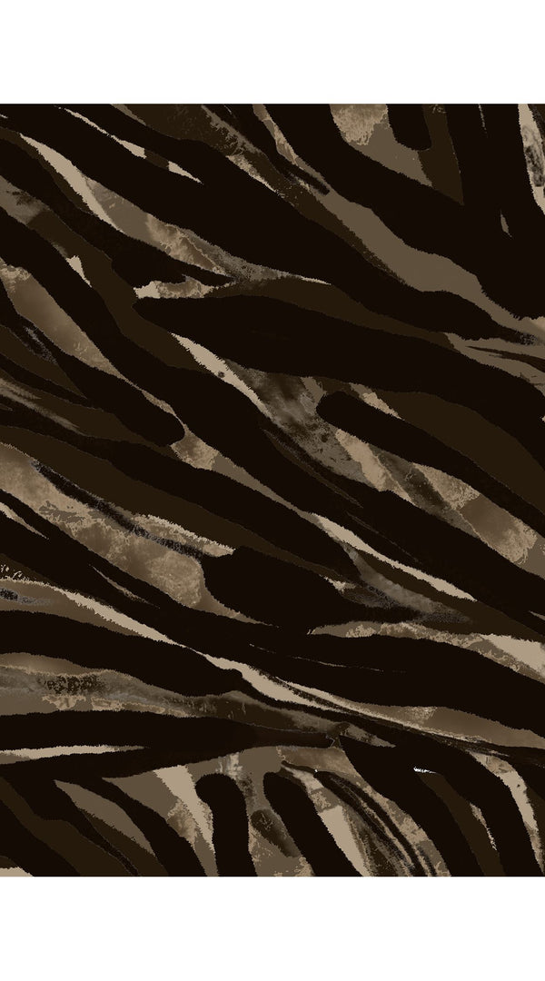 Audrey Dress #3 Shirt Collar 3/4 Sleeve Midi Plus Length Silk Velvet (Multi Zebra Dark)