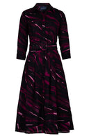 Patricia Dress Shirt Collar 3/4 Sleeve Long +3 Length Wool (Multi Zebra Dark) - Dark Plum