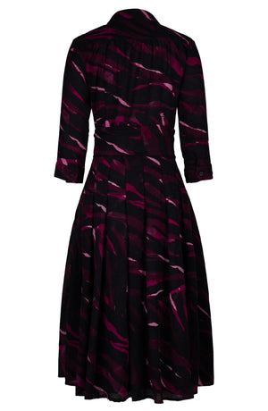 Patricia Dress Shirt Collar 3/4 Sleeve Long +3 Length Wool (Multi Zebra Dark) - Dark Plum
