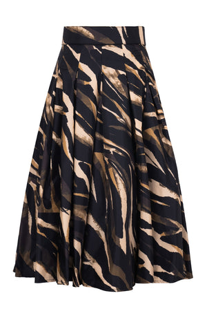Samantha Skirt Midi Length Poliamide Taffta (Multi Zebra Ivory)