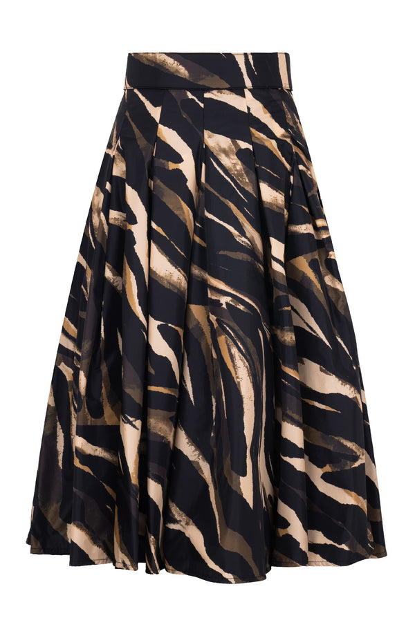 Samantha Skirt Midi Length Poliamide Taffta (Multi Zebra Ivory)