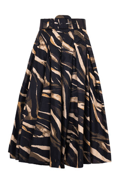 Samantha Skirt Midi Length Poliamide Taffta (Multi Zebra Ivory)