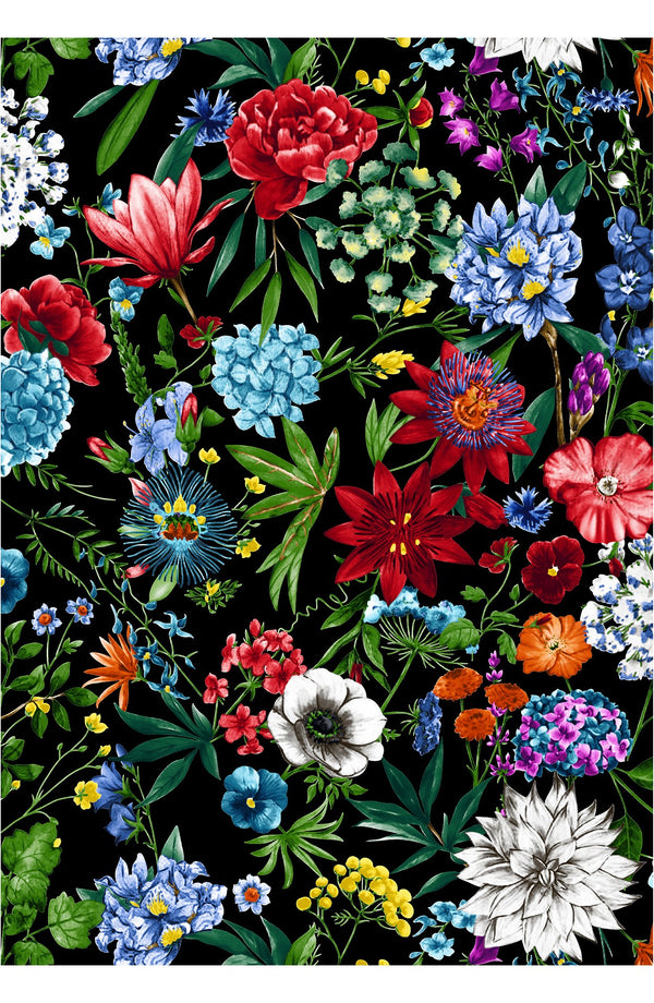 Terry Dress Shirt Collar Sleeveless Midi Length Poliamide Taffta (Multicolor Botanic)