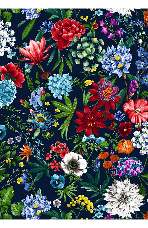 Terry Dress Shirt Collar Sleeveless Midi Length Poliamide Taffta (Multicolor Botanic)