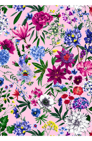 Aster Dress Shirt Collar 3/4 Sleeve Midi Length Cotton Musola (Multicolor Botanic)