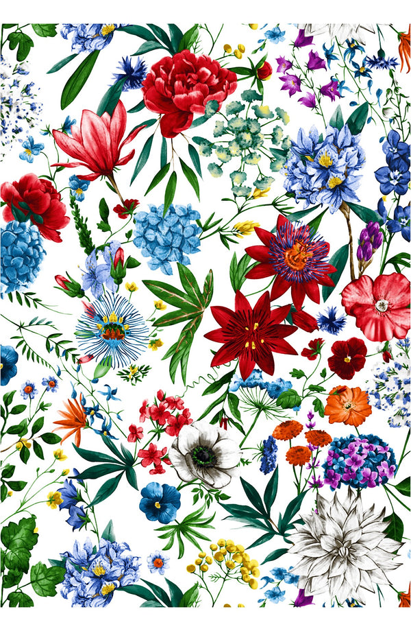 Eva Dress Crew Neck 3/4 Sleeve Maxi Length Cotton Musola (Multicolor Botanic)