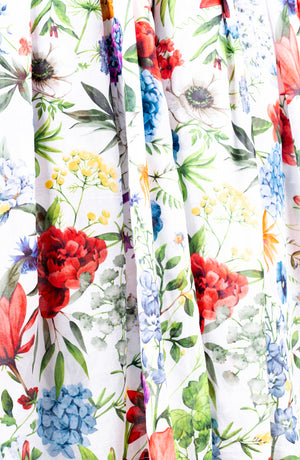 Audrey Dress #4 Shirt Collar 3/4 Sleeve Midi Length Cotton Musola (Multicolor Botanic)