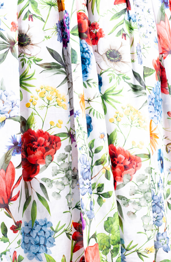 Audrey Dress #4 Shirt Collar 3/4 Sleeve Midi Length Cotton Musola (Multicolor Botanic)