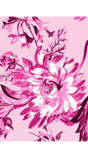 Terry Dress Shirt Collar 3/4 Sleeve Midi Plus Length Silk Taffta (Mum Flower Big Pastel)