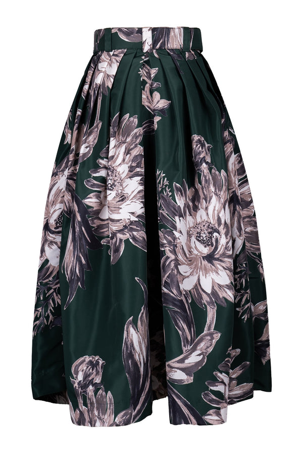 Irene Skirt Midi Length Poliamide Taffta (Mum Flower Dark)