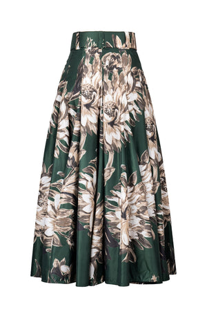 Samantha Skirt Midi Plus Length Poliamide Taffta (Mum Flower Dark)