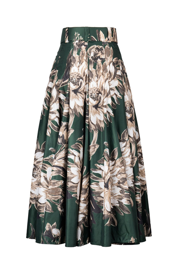 Samantha Skirt Midi Plus Length Poliamide Taffta (Mum Flower Dark)