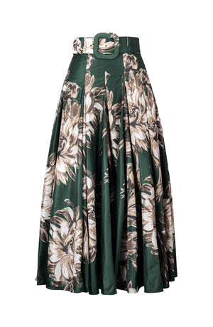 Samantha Skirt Midi Plus Length Poliamide Taffta (Mum Flower Dark)