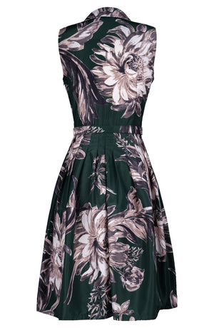 Claire Dress Shirt Collar Sleeveless Regular Length Poliamide Taffta (Mum Flower Dark)