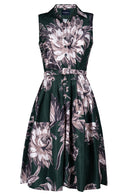 Claire Dress Shirt Collar Sleeveless Regular Length Poliamide Taffta (Mum Flower Dark)